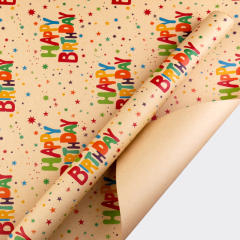 Vintage happy birthday kraft wrapping paper