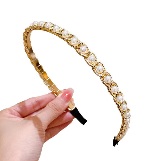 Chic braid pearl simple headband for women