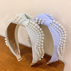 Korean fashion elegant pearl knotted headband
