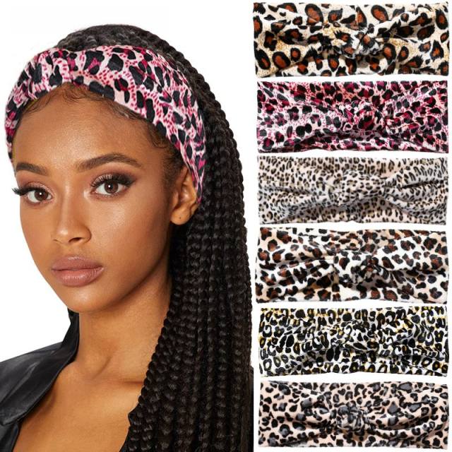 Fashionable colorful leopard grain knotted headband sport headband
