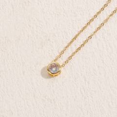Dainty mother shell clover copper necklace
