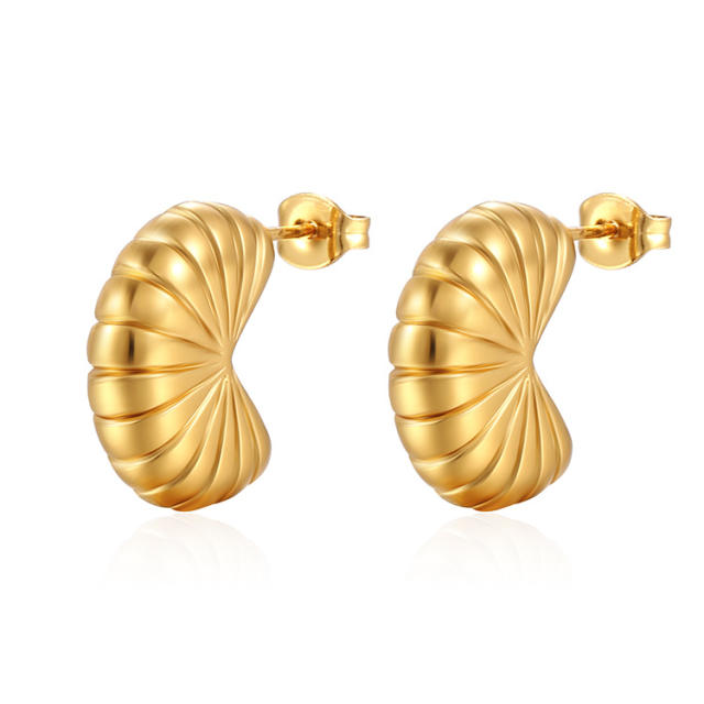 18K gold plated chunky stainless steel studs earrings