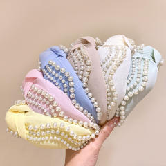 Korean fashion elegant pearl knotted headband