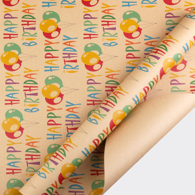 Vintage happy birthday kraft wrapping paper