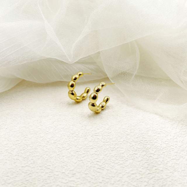 Easy match chunky open hoop stainless steel earrings