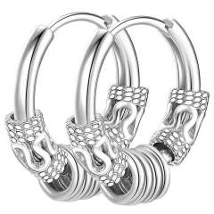 Chinese trend dragon patter stainless steel huggie earrings for men