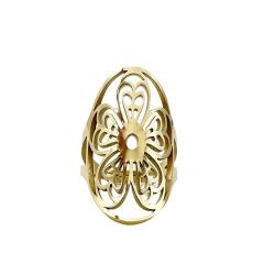 Vintage hollow out flower chunky stainless steel rings