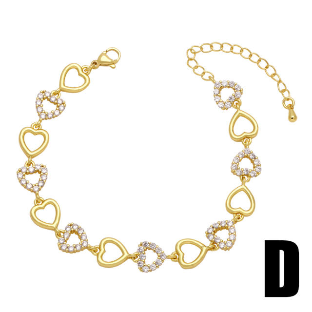 Creative diamond heart plane copper chain bracelet