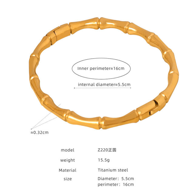 Easy match stainless steel bangle for women bamboo bangle