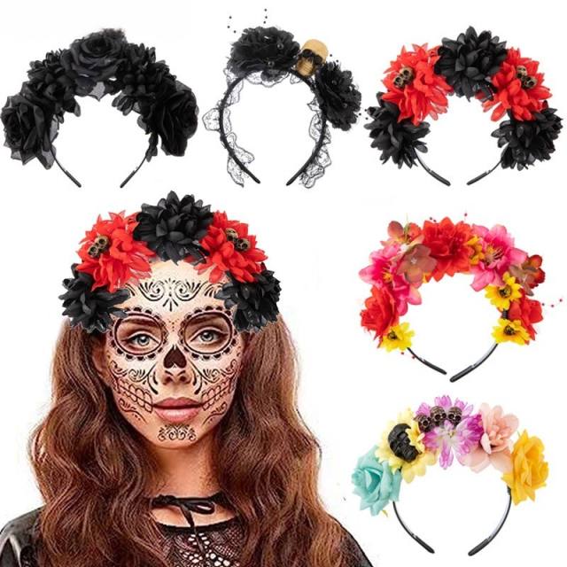 COS halloween day of death decoration flower headband