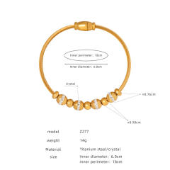 18K gold plated diamond heart evil eye stainless steel bracelet