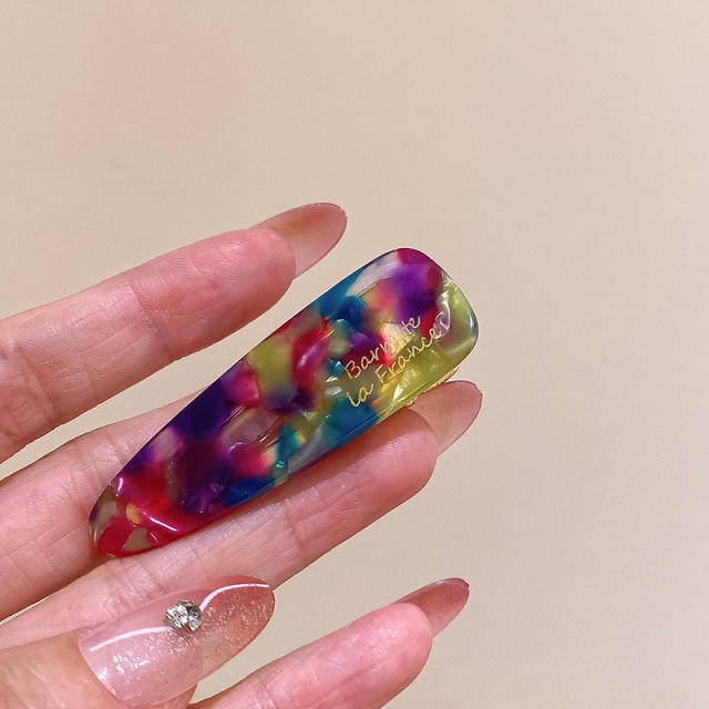 Gorgeous color tear drop shape acrylic duckbill hari clips