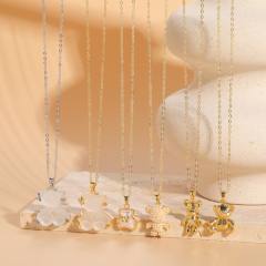 INS trend cute bear pendant gold plated copper dainty necklace