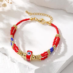 Boho creative enamel evil eye bead bracelet