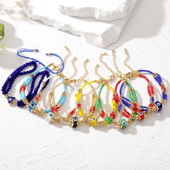 Boho creative enamel evil eye bead bracelet