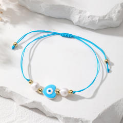 Summer colorful string heart evil eye slide bracelet