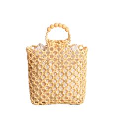 Summer handmade wood bead hollow out handbag beach bag
