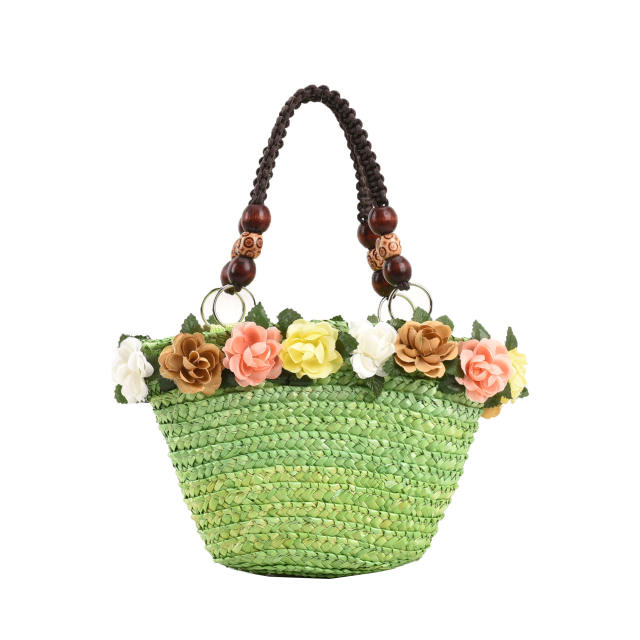 Summer stereo flower straw bucket bag for summer handbag