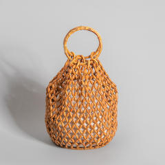 Summer design handmade wood bead hoolow out bucket bag handbag