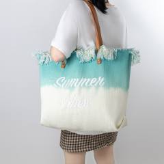 Summer embroidery letter canvas large storage women tote bag beach bag