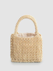 Summer handmade wood bead hollow out beach bag handbag