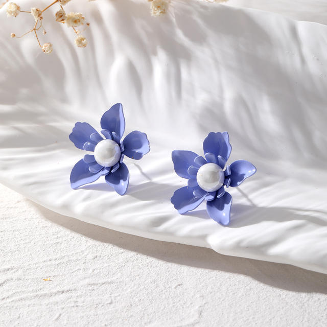Summer korean fashion petal flower studs earrings