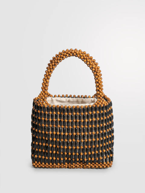 Summer handmade wood bead hollow out beach bag handbag