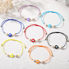 Summer colorful string heart evil eye slide bracelet