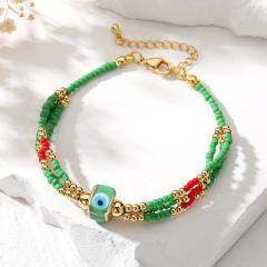 Boho creative enamel evil eye bead bracelet