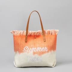 Summer embroidery letter canvas large storage women tote bag beach bag