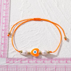 Summer colorful string heart evil eye slide bracelet