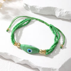 Boho colorful seed bead evil eye them bracelet