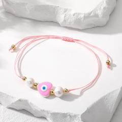 Summer colorful string heart evil eye slide bracelet