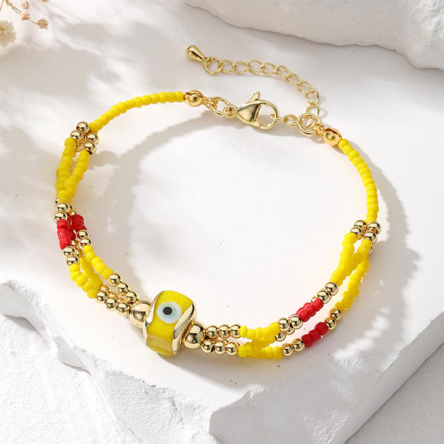 Boho creative enamel evil eye bead bracelet
