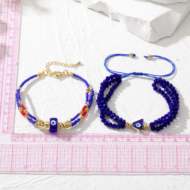 Boho creative enamel evil eye bead bracelet