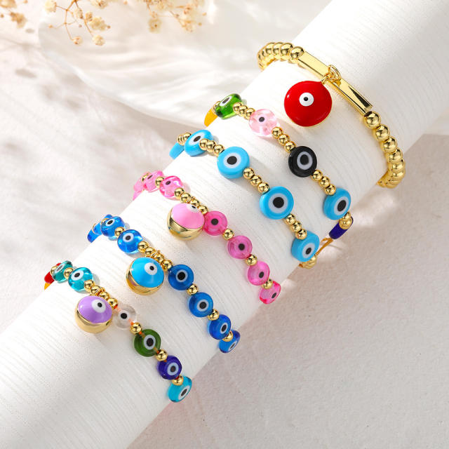 Boho colorful evil eye bead bracelet