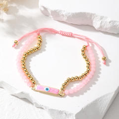 Boho color enamel evil eye bar bead bracelet