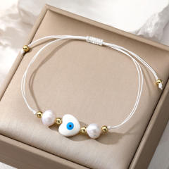 Summer colorful string heart evil eye slide bracelet