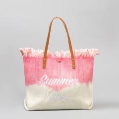 Summer embroidery letter canvas large storage women tote bag beach bag