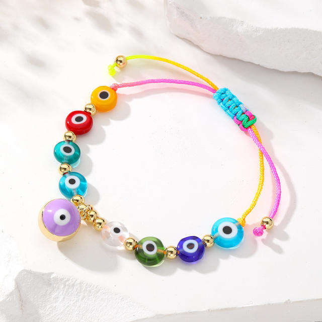 Boho colorful evil eye bead bracelet