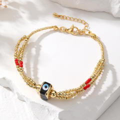 Boho creative enamel evil eye bead bracelet