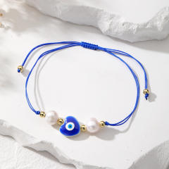 Summer colorful string heart evil eye slide bracelet