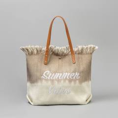 Summer embroidery letter canvas large storage women tote bag beach bag