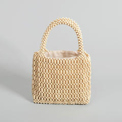 Summer handmade wood bead hollow out beach bag handbag