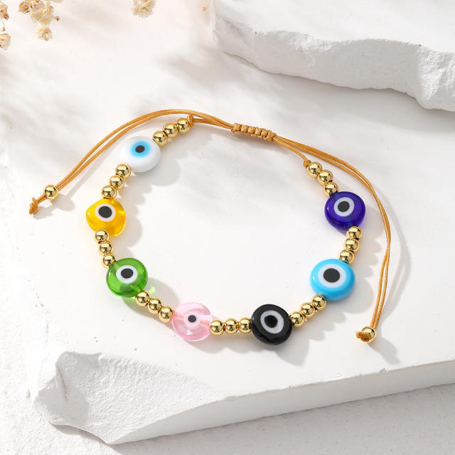 Boho colorful evil eye bead bracelet