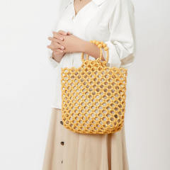 Summer handmade wood bead hollow out handbag beach bag