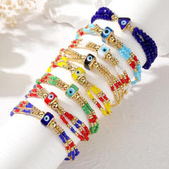 Boho creative enamel evil eye bead bracelet