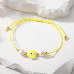 Summer colorful string heart evil eye slide bracelet