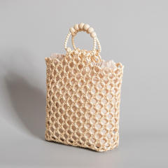 Summer handmade wood bead hollow out handbag beach bag