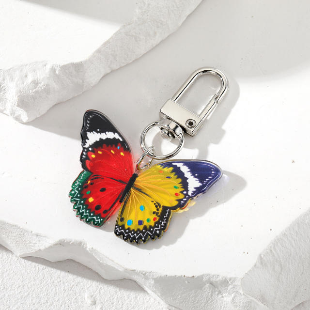 Vintage colorful acrylic butterfly keychain